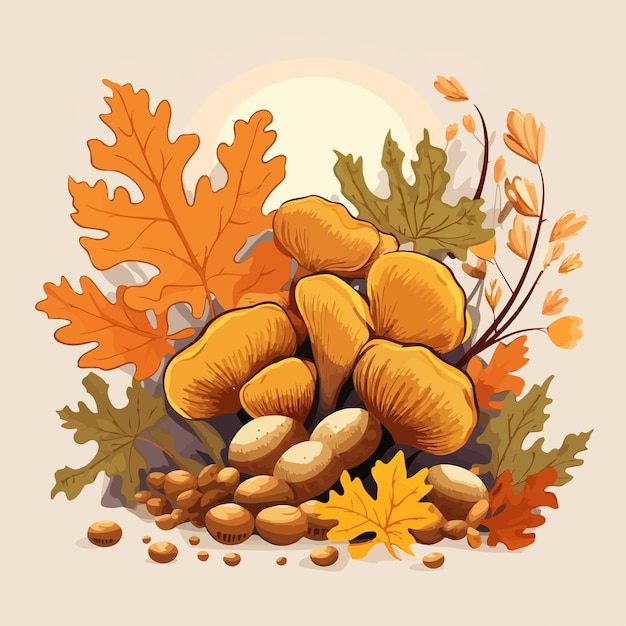 Vector illustration_of_acorns_autumn_leaves_and_ginkgo