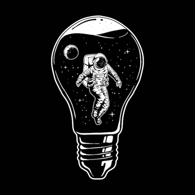 電球の宇宙飛行士のイラスト