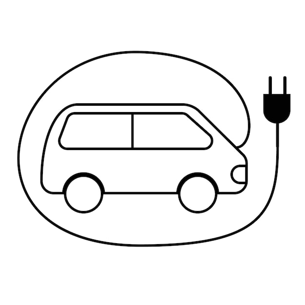 Иллюстрация зарядной станции электромобиля. значок линии