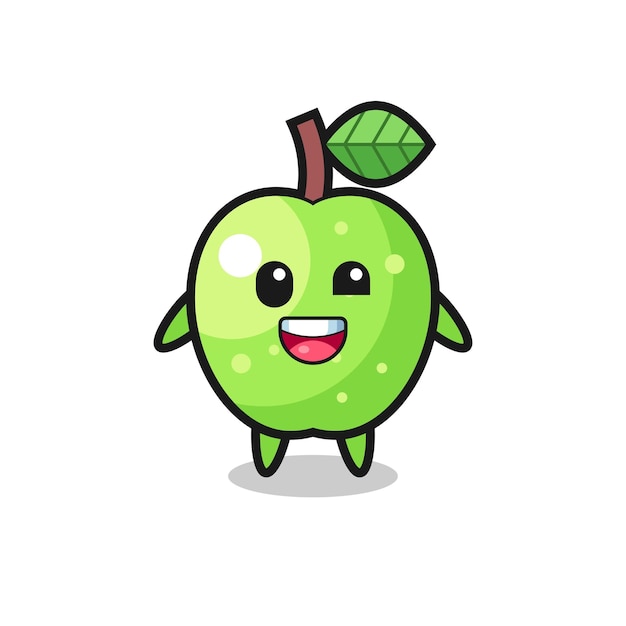 Иллюстрация персонажа зеленого яблока в неловких позах