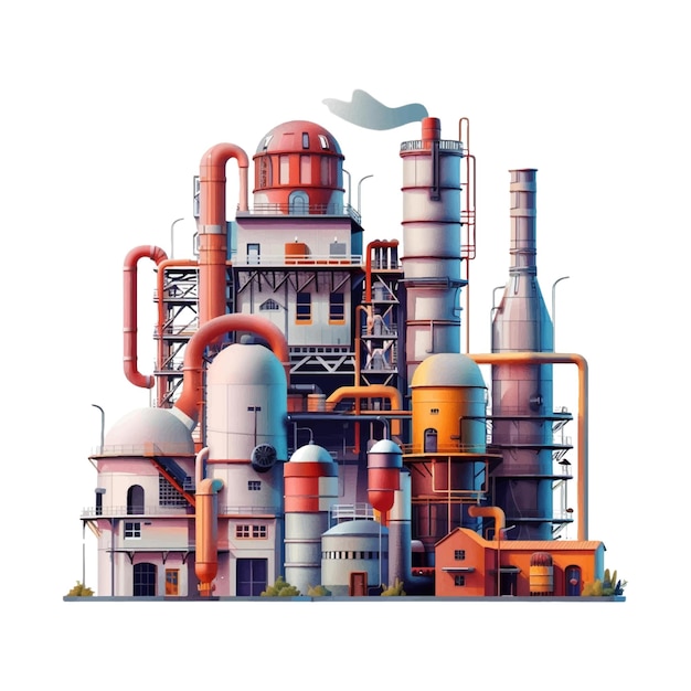 Вектор Иллюстрация промышленной фабрики на белом фоне