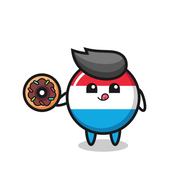 Иллюстрация персонажа значка флага люксембурга, поедающего пончик