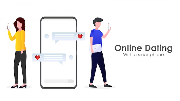 Иллюстрация приложения для онлайн знакомств с партнером