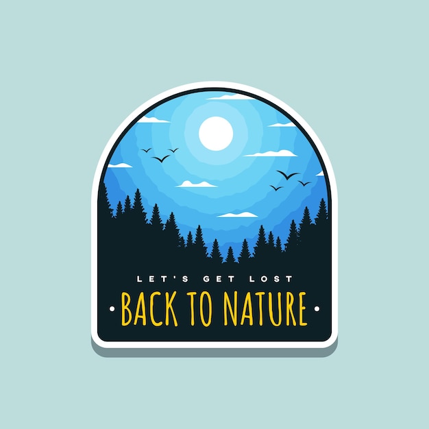 벡터 야외 배지 또는 tshirt 디자인을 위한 back to nature의 그림