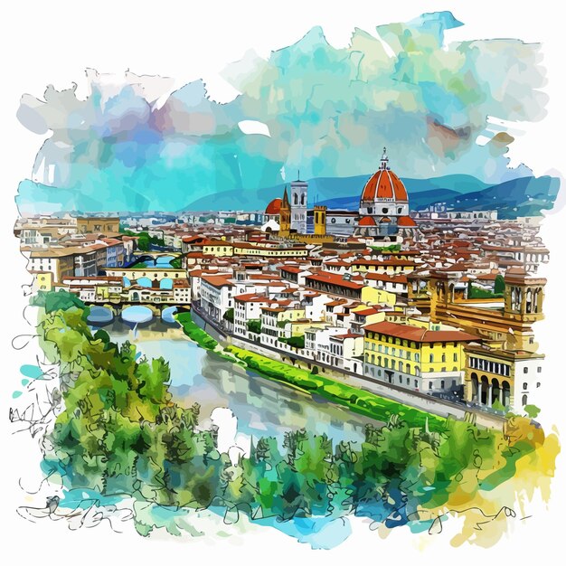 Vettore illustrazione di una bella vista di firenze in italia