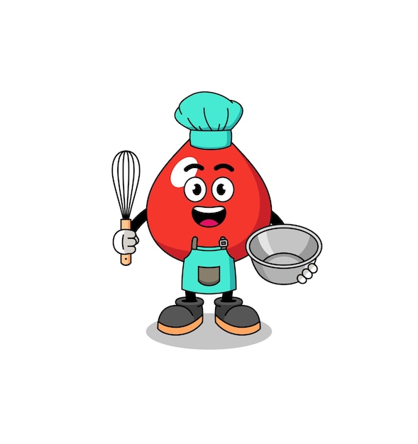 Иллюстрация крови как дизайн персонажа шеф-повара пекарни