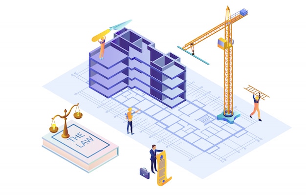 Вектор Иллюстрация корпус здания на основе закона изометрические flat.