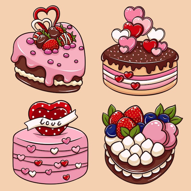漫画のバレンタインケーキのイラスト