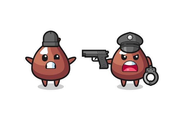 ベクトル 警察に捕まったハンズアップポーズのチョコチップ強盗のイラスト