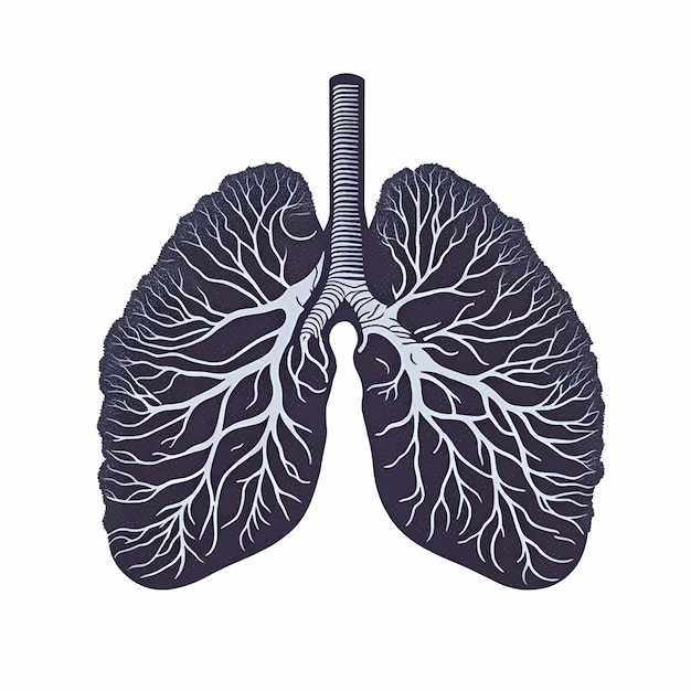 벡터 색 바탕에 고립된 인간의 폐의 창의적인 예술적 개념의 일러스트레이션