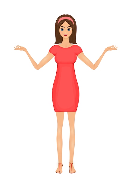 Иллюстрация мило женщина бизнес мультфильм в красном платье