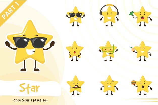かわいい星セットのイラスト プレミアムベクター かわいい星セットのイラスト プレミアムベクター