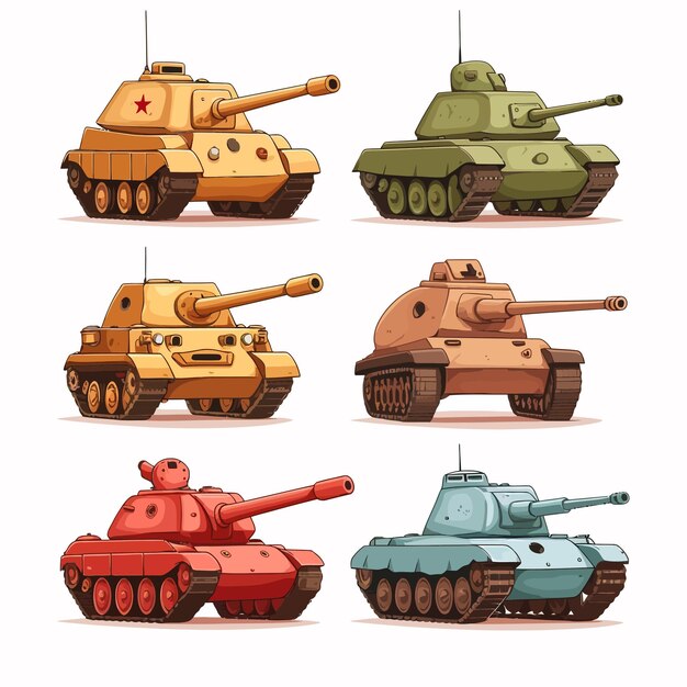 Vector illustration_of_cute_war_tank_military_transport