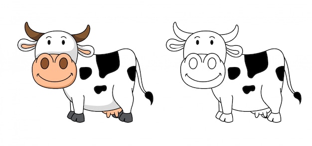 教育着色牛のイラスト