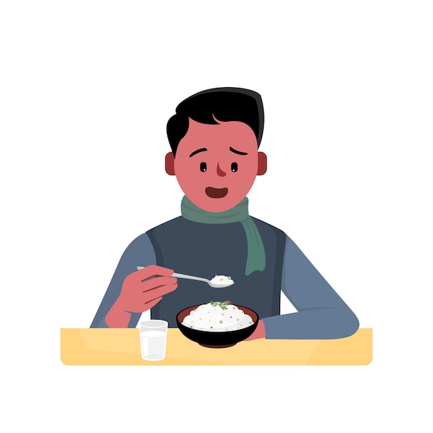 Иллюстрация еды для больных людей, поедающих векторный характер