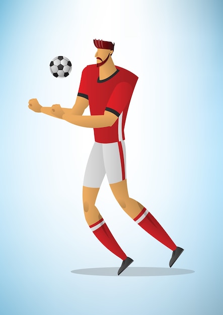 ボールを蹴るサッカー選手のアクションのイラスト。