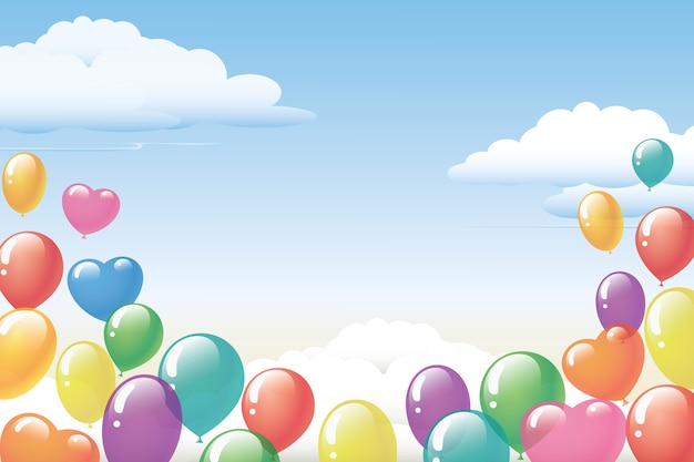 Иллюстрация бесплатных летающих воздушных шаров на голубое небо