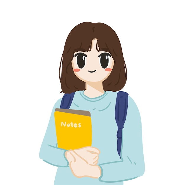 ベクトル バックパックと女子学生のイラスト