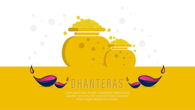 Dhanteras 축하-해피 Dhanteras를 위한 냄비에 금화의 그림. 웹 페이지, 포스터 및 금지