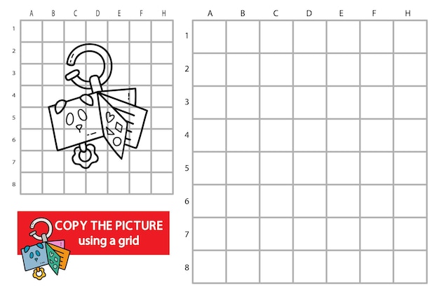 Иллюстрация сетки копировать картинку образовательная игра-головоломка с тетрадью каракули