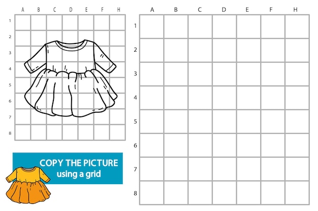 낙서 드레스와 격자 복사 그림 교육 퍼즐 게임의 그림