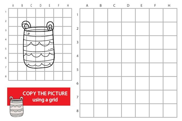 ベクトル 落書きおもちゃのバッグとグリッドコピー画像教育パズルゲームのイラスト