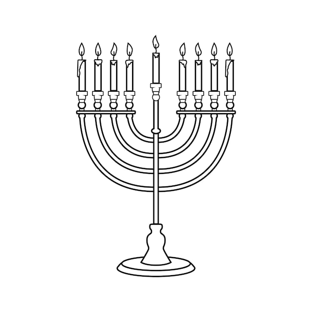 포스터 카드 배너 기호 상징 벡터 이미지에 대한 흰색 배경 디자인 요소에 고립 된 조각 스타일 하누카 촛불의 그림