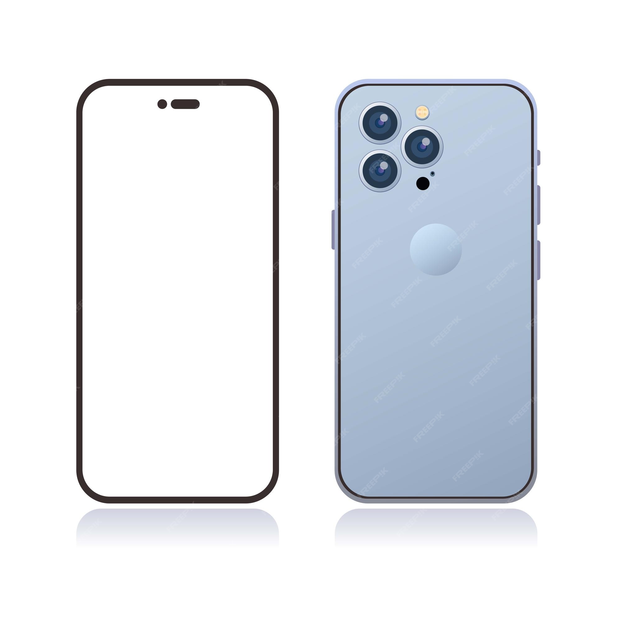 아이폰 14 프로 맥스 오션 블루 색상 개념 모형 템플릿 편집 가능한 벡터의 그림 | 프리미엄 벡터