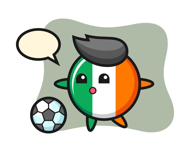 アイルランドの旗バッジ漫画のイラストはサッカーをしています。