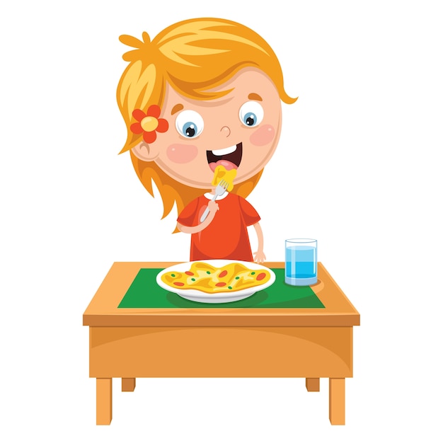 食べる子供のイラスト