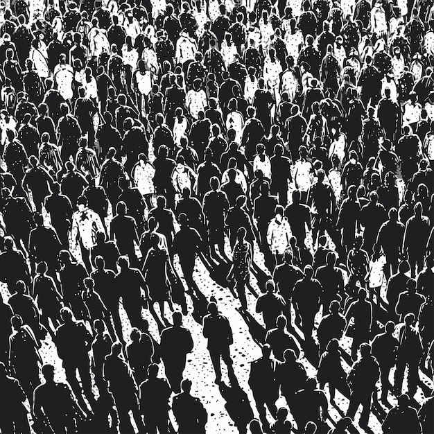 イラスト_of_large_crowd_in_balck_and_white