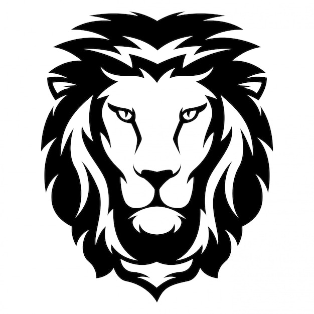 黒と白のスタイルのライオンのイラスト