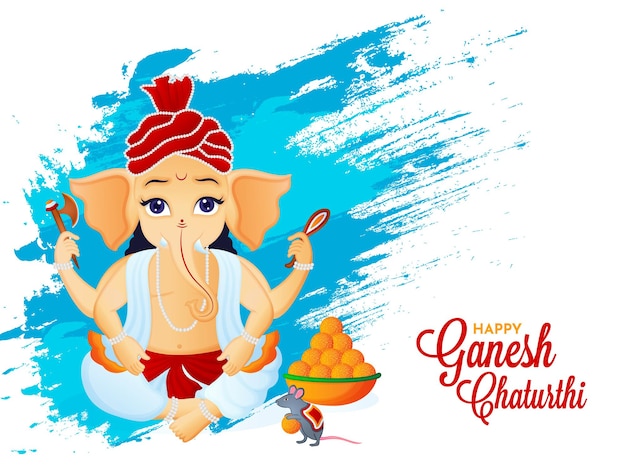 Иллюстрация лорда ганеши для индийского фестиваля happy ganesh chaturthi premium векторы