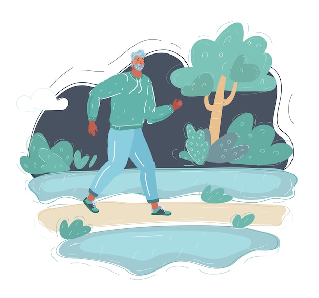 Вектор Иллюстрация человека, идущего в парке