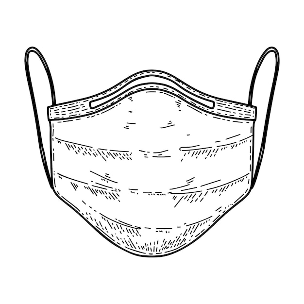 ベクトル 彫刻スタイル武漢コロナウイルステーマの医療用レスピレーターマスクのイラストポスターカードバナーサインベクトルイラストのデザイン要素