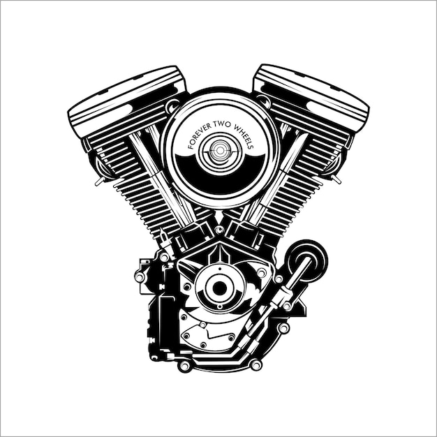 Вектор Иллюстрация двигателя мотоцикла