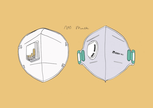 Иллюстрация n95 маска / хирургическая маска / маска для лица / медицинская маска