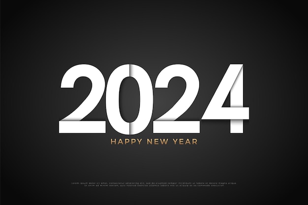 ベクトル 新年の数字 2024 に折り畳まれた紙のイラスト