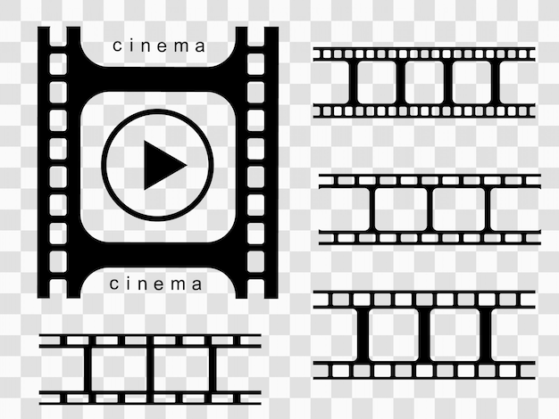 透明な背景にリアルなフィルムストリップのイラスト。あなたのデザインのフィルムストリップ。