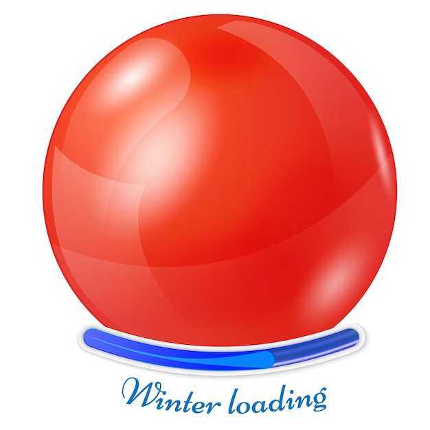 Иллюстрация красной сферы на белом фоне. концепция зимней загрузки
