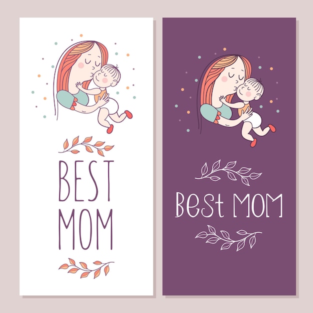 Иллюстрация лучшей мамы. мама и малыш.