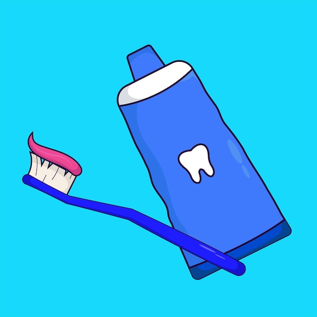 ベクトル 歯磨き粉と歯ブラシのイラスト