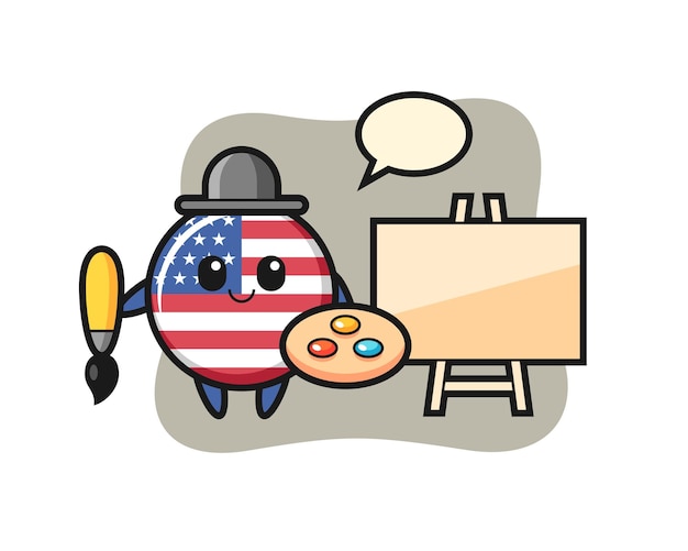 画家としてのイギリス国旗バッジマスコットのイラスト