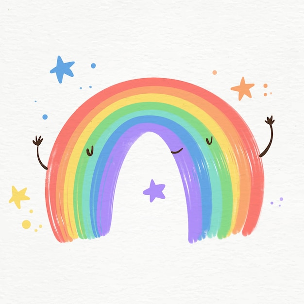 Иллюстрация яркой акварельной радуги смайлик
