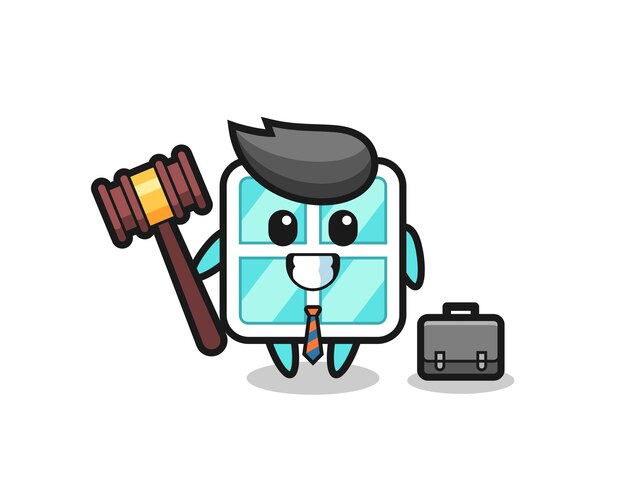 Вектор Иллюстрация оконного талисмана в виде юриста в симпатичном дизайне стиля для элемента логотипа наклейки на футболке
