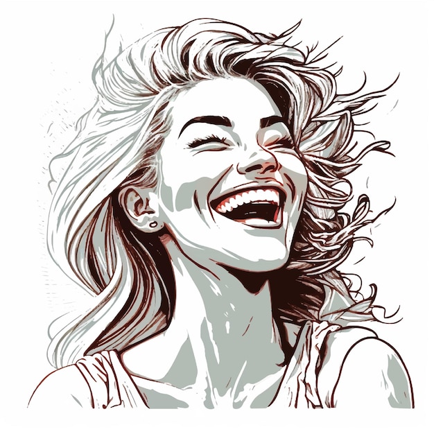 Вектор Иллюстрация молодой женщины, счастливо смеющейся