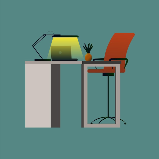 Illustration of office desk interior