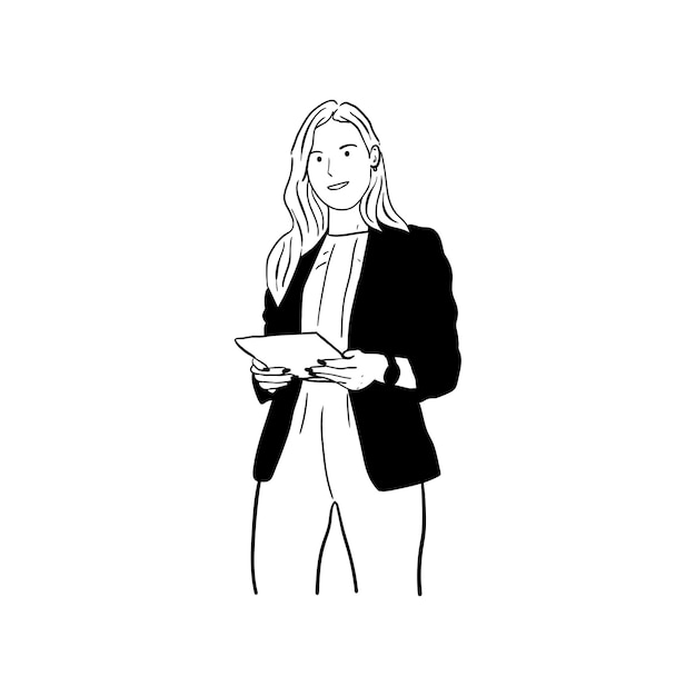 Illustration of office lady at work