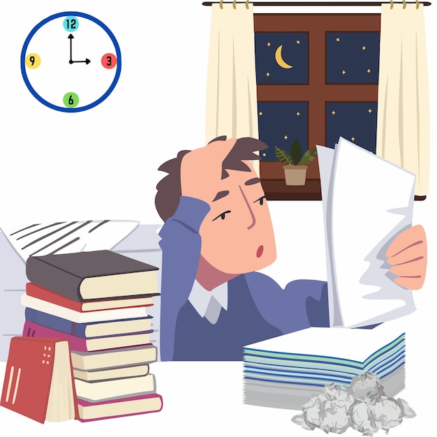 illustration of office worker in office room