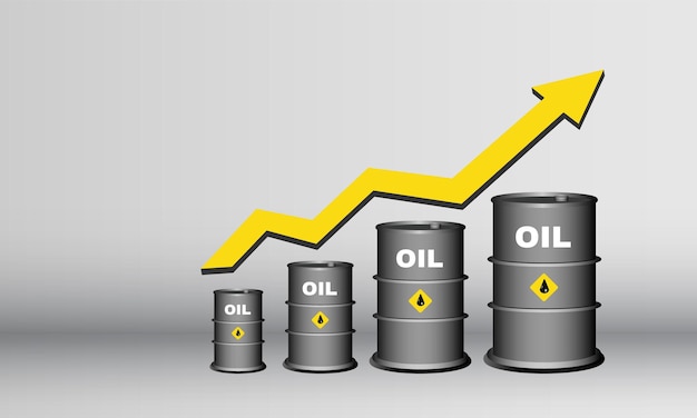 illustration of oil crisis and rise with barrels oil rise graph concept